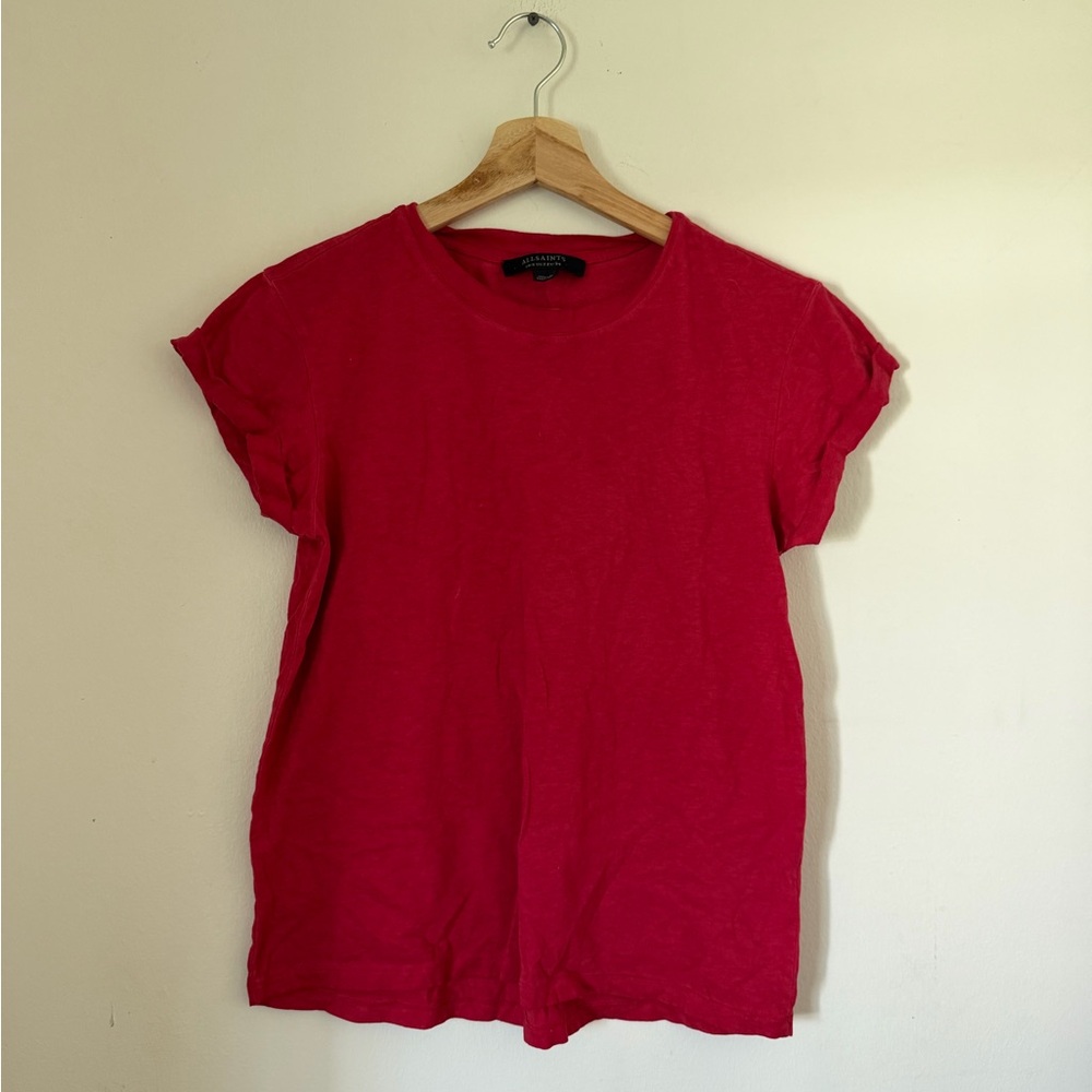 All Saints Vibrant Red Short Sleeve Tee